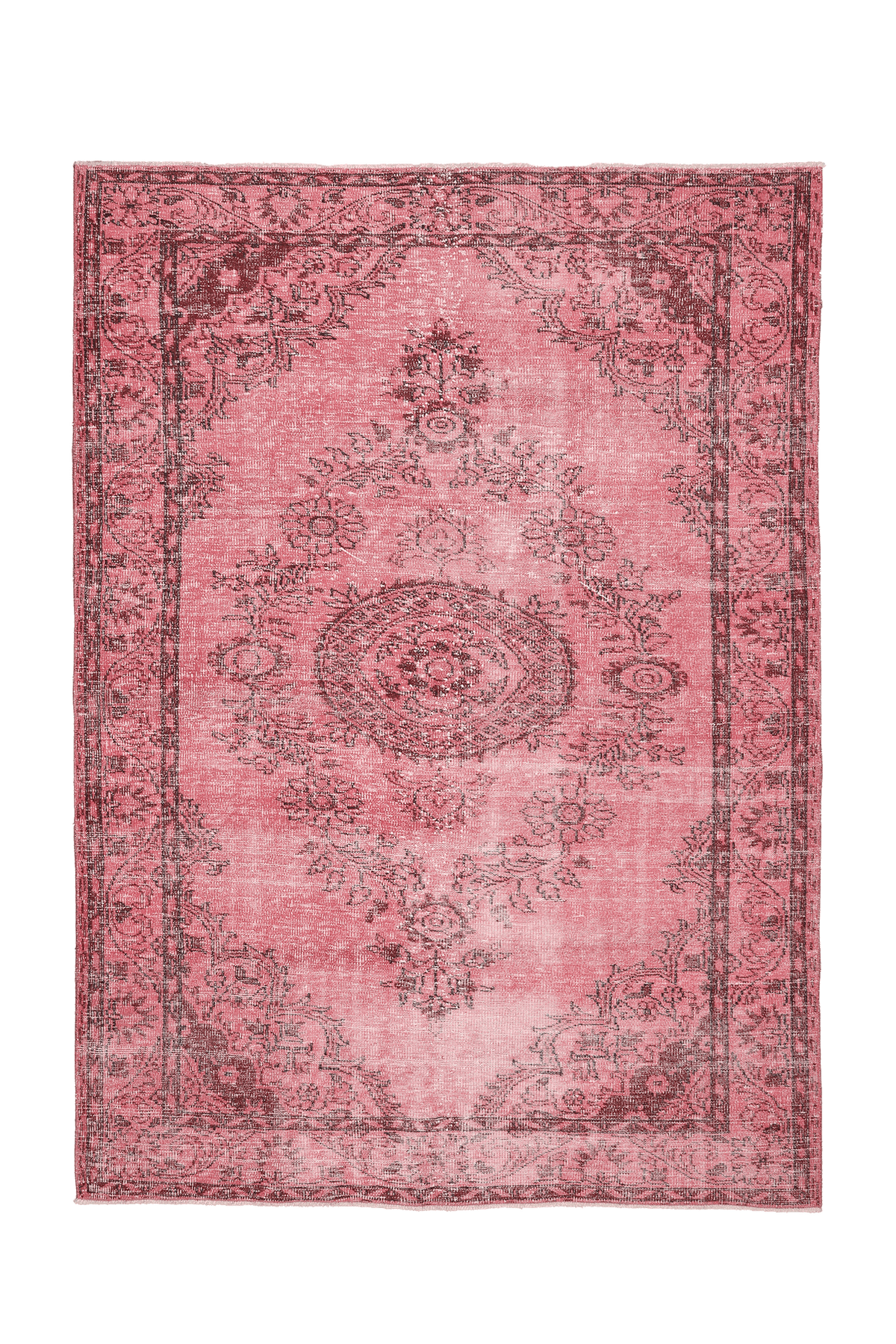 Vintage Isparta Turkish Area Rug 6x8 ft — Pink Floral