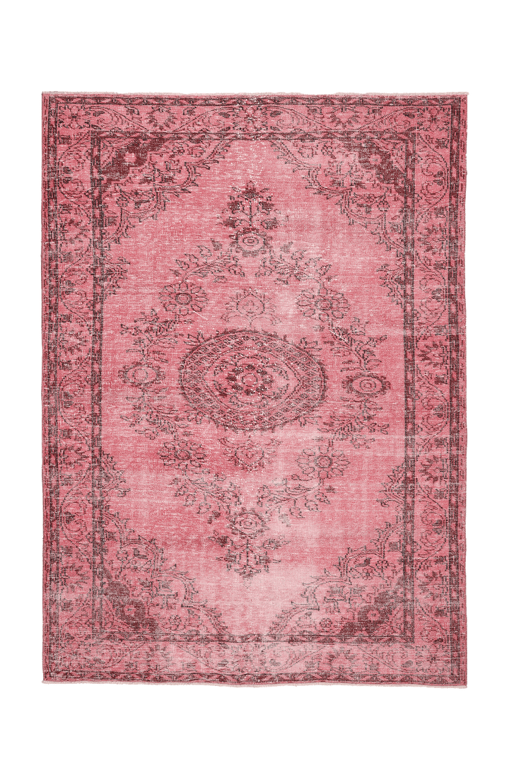 Vintage Isparta Turkish Area Rug 6x8 ft — Pink Floral