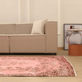 Vintage Isparta Turkish Area Rug 5x9 ft — Pink & Red Floral