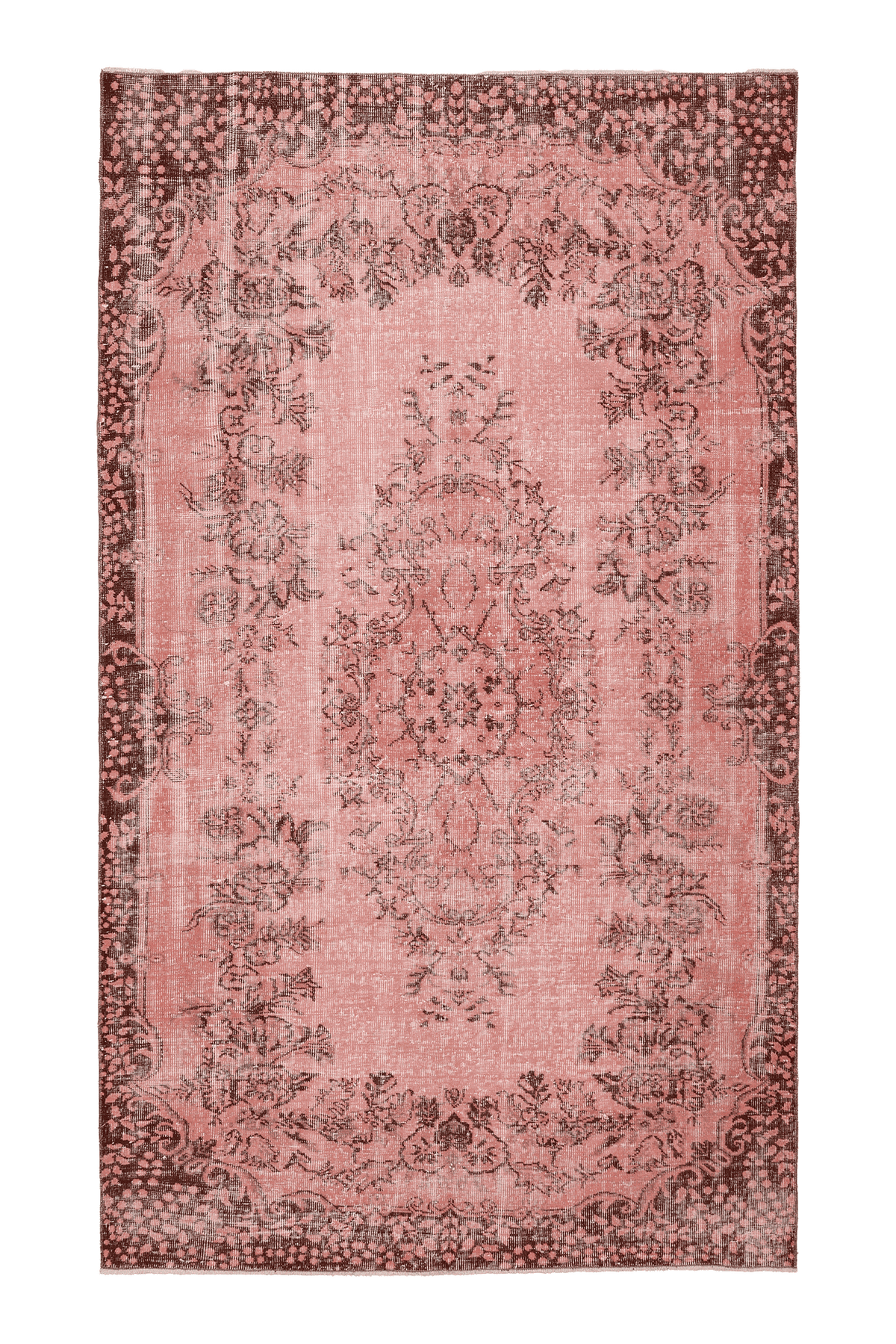 Vintage Isparta Turkish Area Rug 5x9 ft — Pink & Red Floral