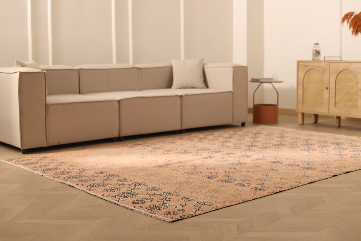 Vintage Isparta Turkish Area Rug 7x10 ft — Orange & Brown Floral