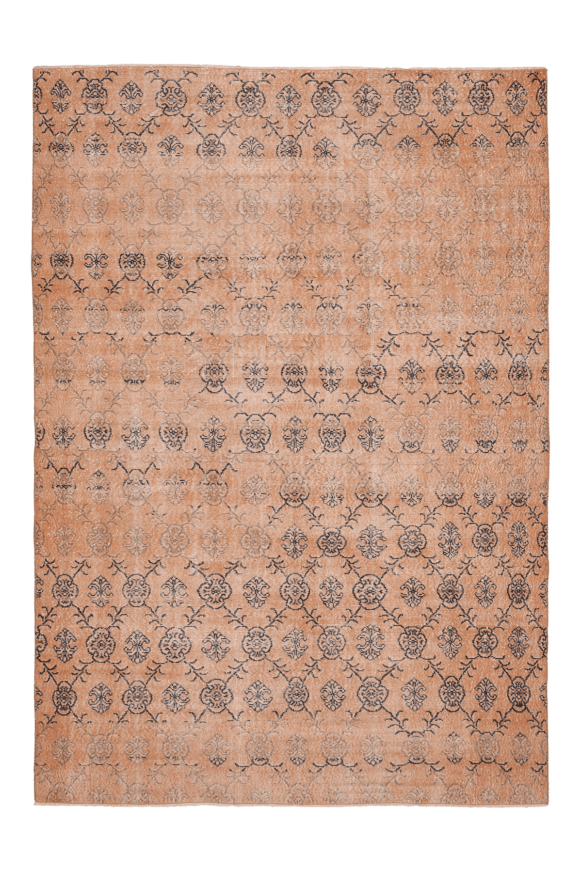Vintage Isparta Turkish Area Rug 7x10 ft — Orange & Brown Floral