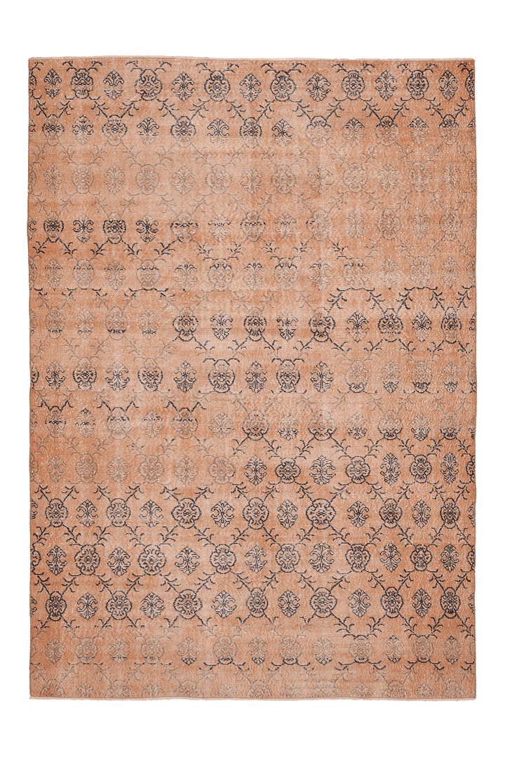 Vintage Isparta Turkish Area Rug 7x10 ft — Orange & Brown Floral