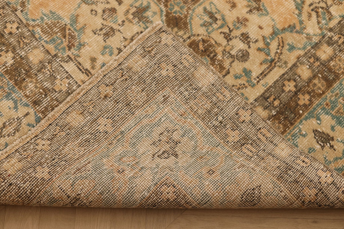 Vintage Isparta Turkish Area Rug 6x10 ft — Orange & Blue Floral
