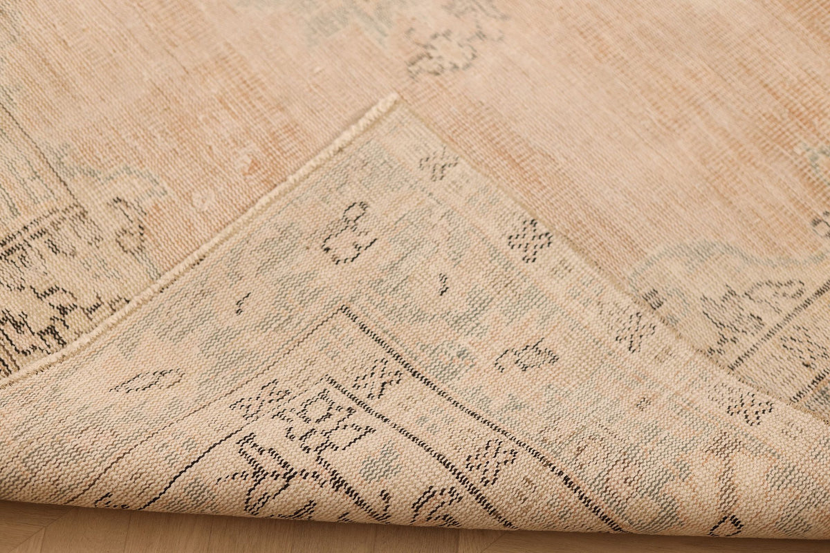 Vintage Isparta Turkish Area Rug 6x9 ft — Beige & Orange Floral