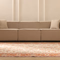 Vintage Isparta Turkish Area Rug 6x9 ft — Beige & Orange Floral