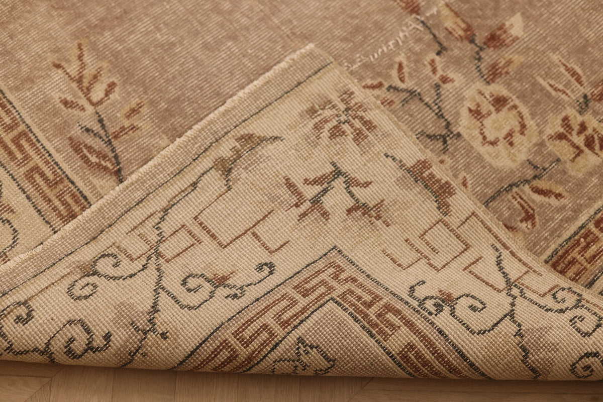 Vintage Isparta Turkish Area Rug 6x10 ft — Beige & Brown Floral