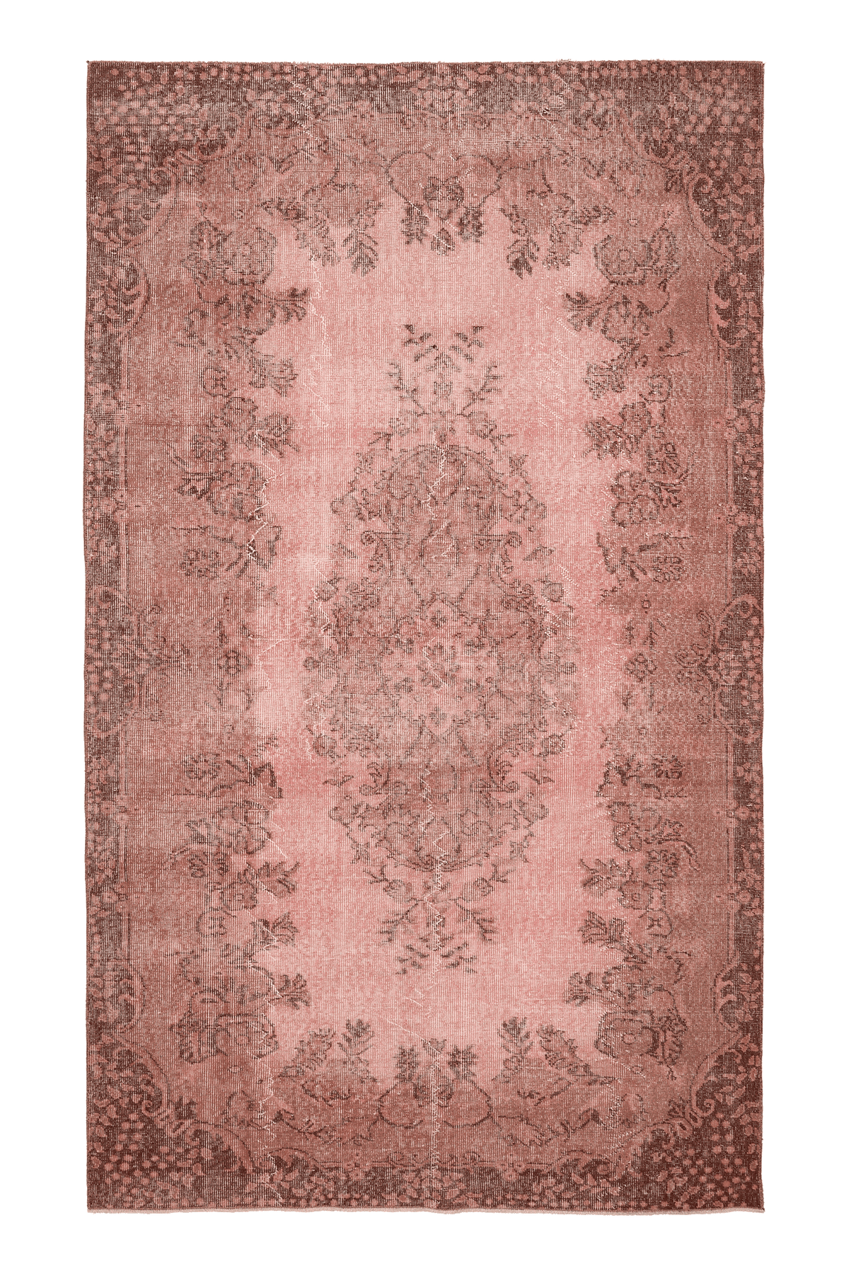 Vintage Isparta Turkish Area Rug 5x10 ft — Pink & Brown Floral