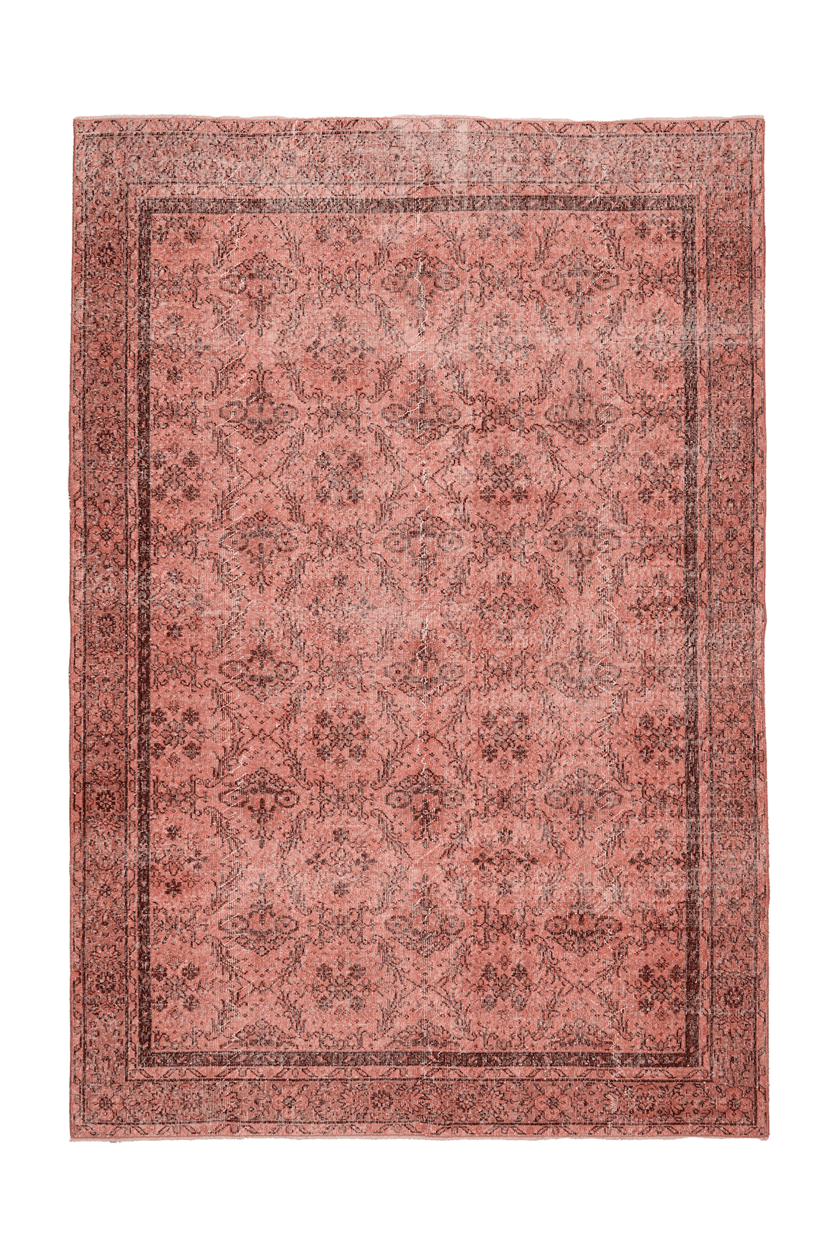 Vintage Isparta Turkish Area Rug 7x10 ft — Pink & Red Floral