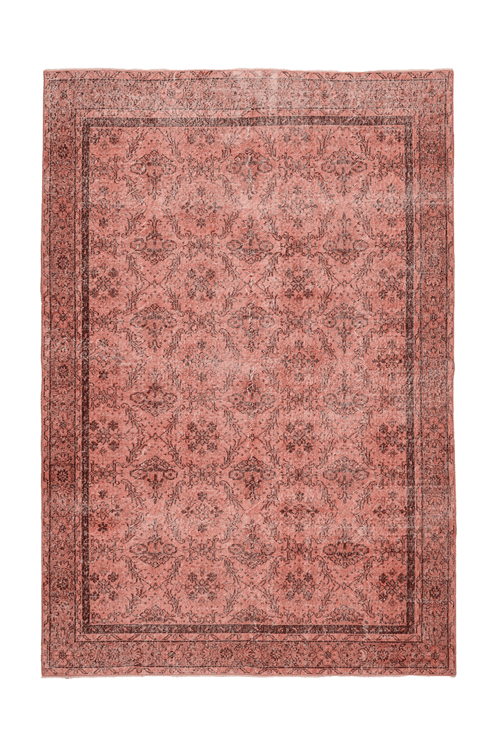 Vintage Isparta Turkish Area Rug 7x10 ft — Pink & Red Floral