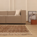 Vintage Isparta Turkish Area Rug 6x9 ft — Brown & Beige Floral