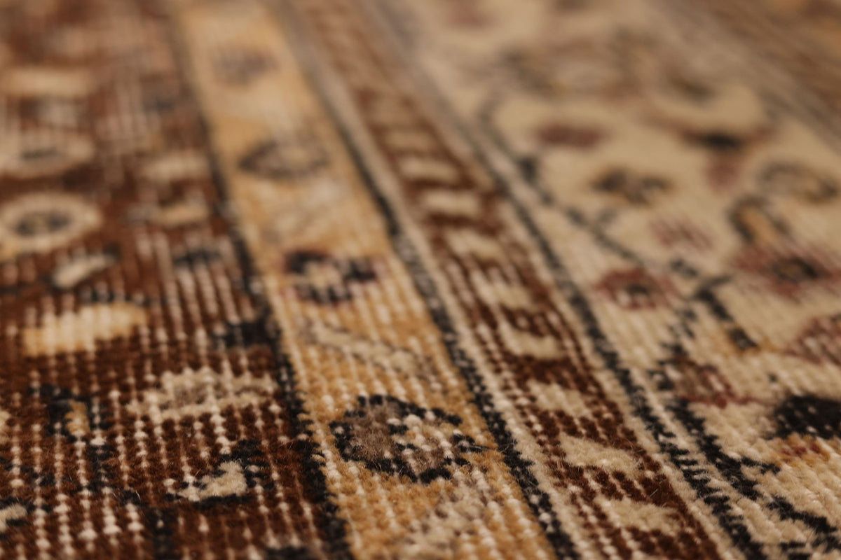 Vintage Isparta Turkish Area Rug 6x9 ft — Brown & Beige Floral