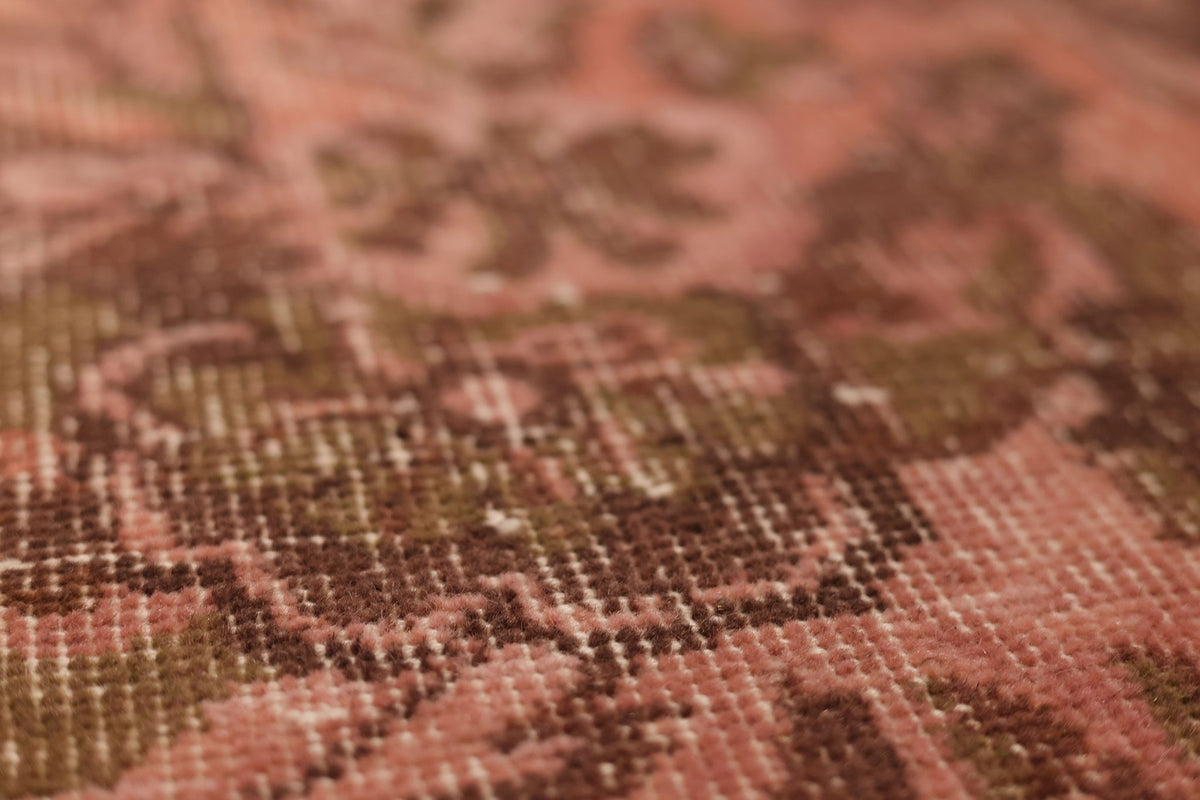 Vintage Isparta Turkish Area Rug 5x9 ft — Pink & Brown Floral