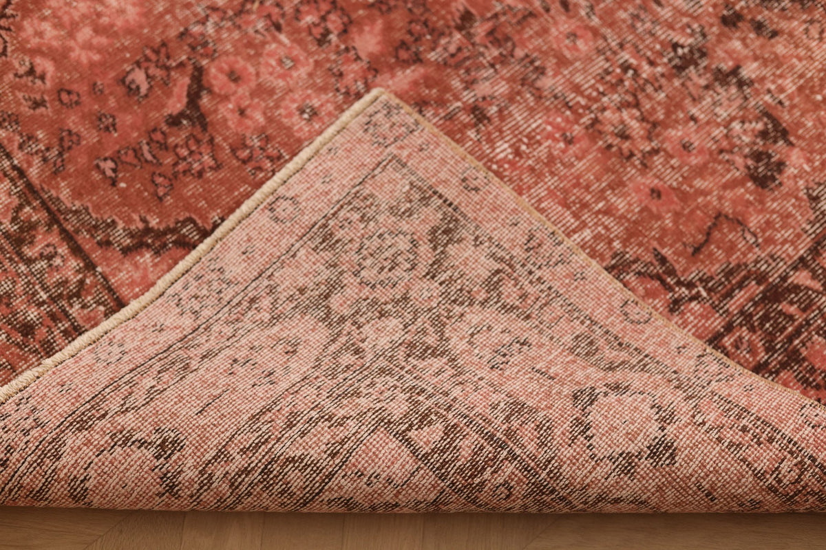 Vintage Isparta Turkish Area Rug 7x10 ft — Red Overdyed