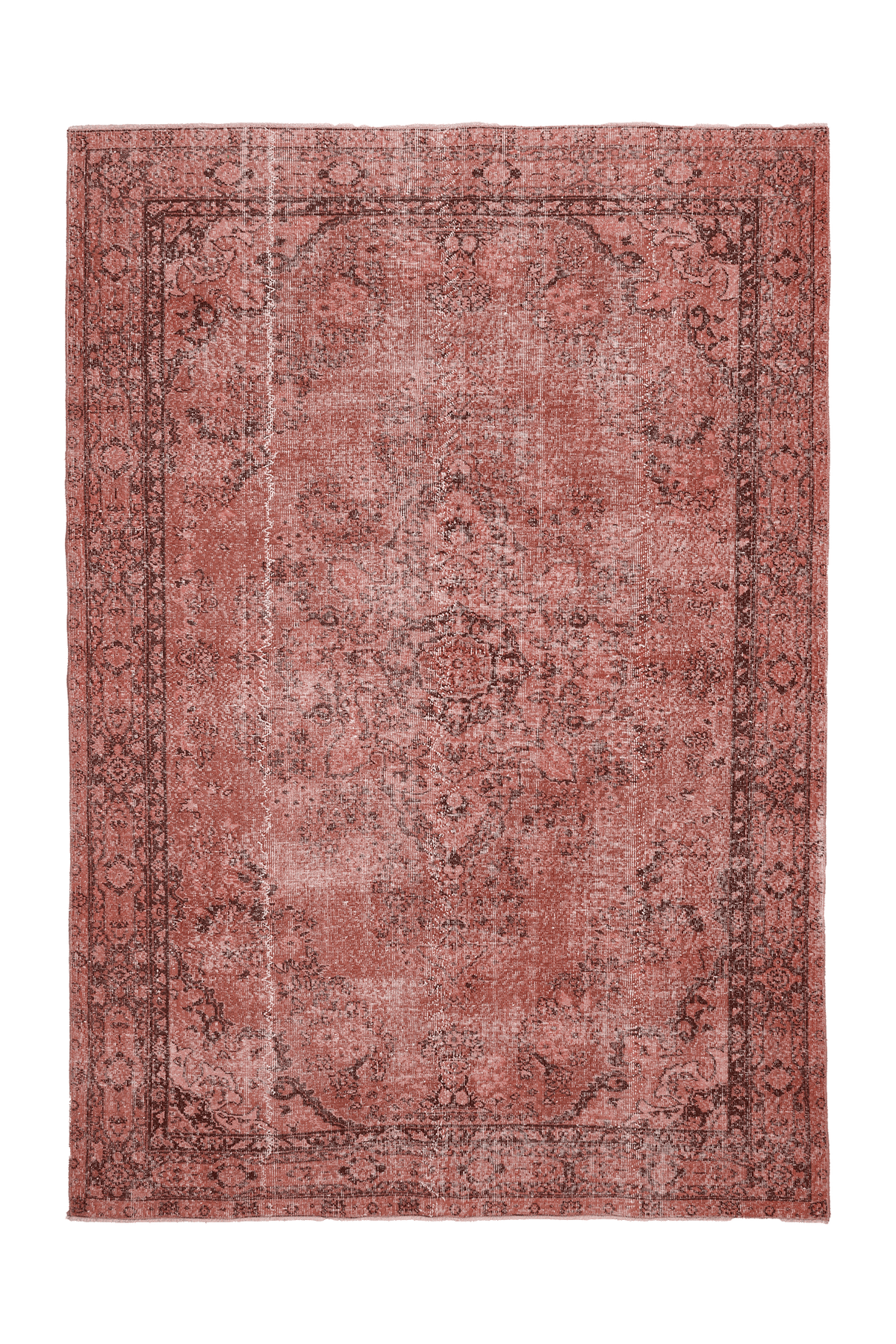 Vintage Isparta Turkish Area Rug 7x10 ft — Red Overdyed