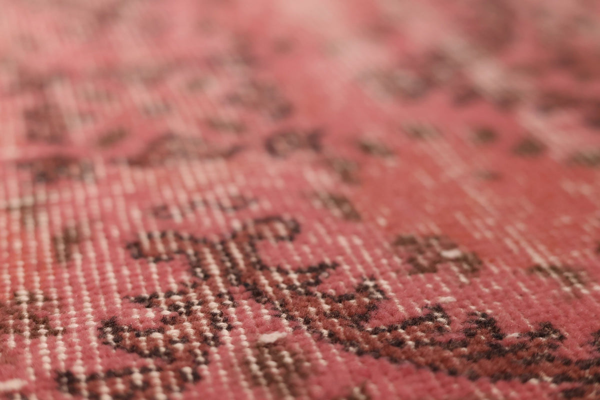 Vintage Isparta Turkish Area Rug 6x9 ft — Pink & Red Overdyed