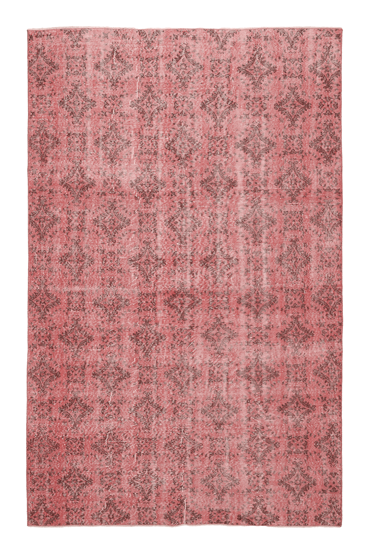 Vintage Isparta Turkish Area Rug 6x9 ft — Pink & Red Overdyed
