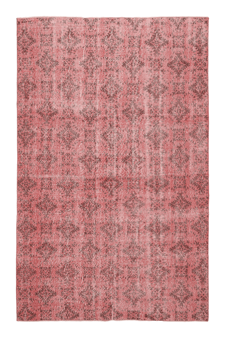 Vintage Isparta Turkish Area Rug 6x9 ft — Pink & Red Overdyed
