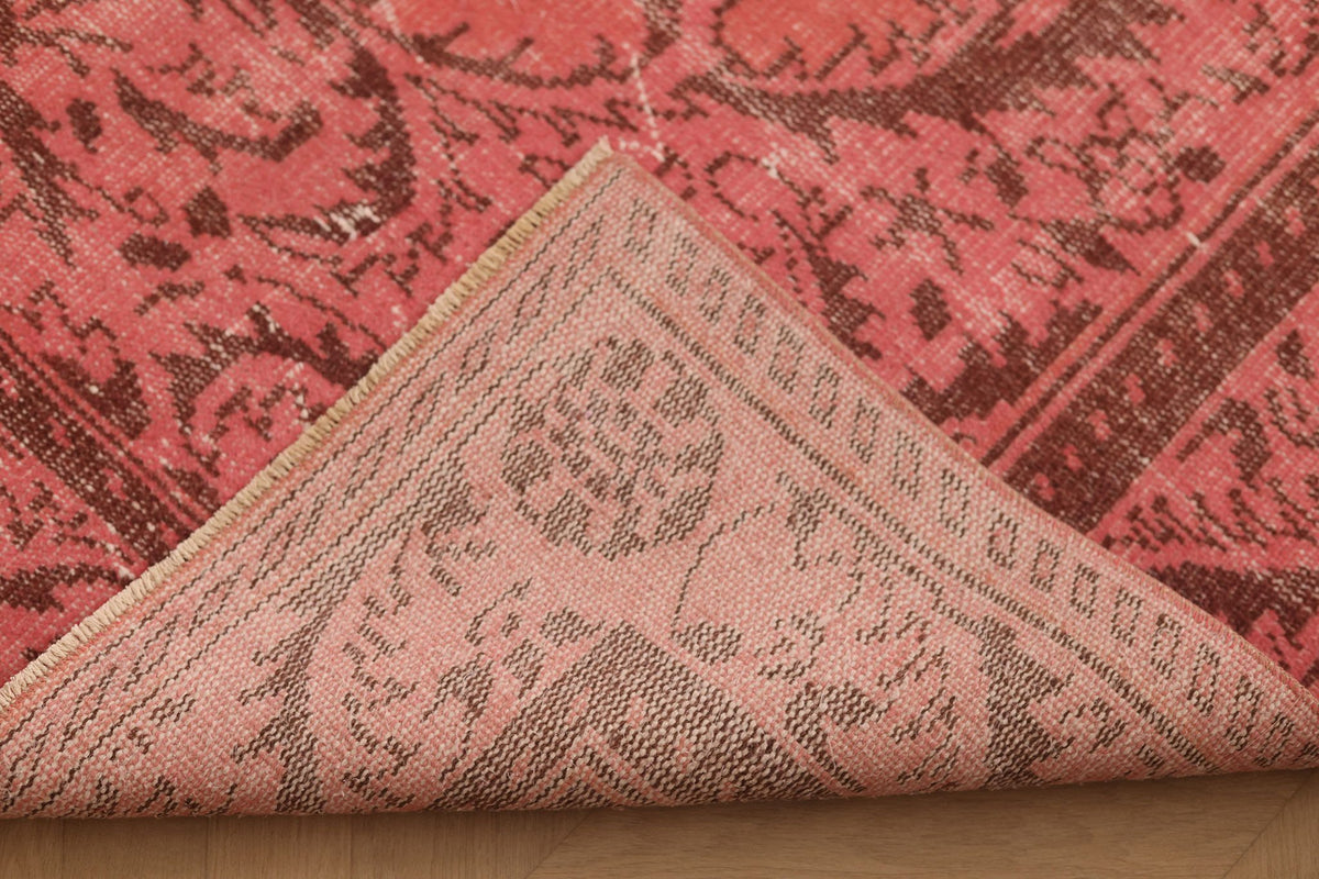 Vintage Isparta Turkish Area Rug 5x9 ft — Pink Floral