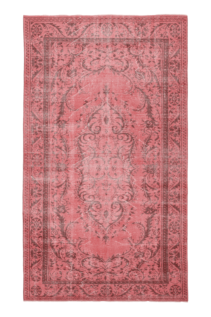 Vintage Isparta Turkish Area Rug 5x9 ft — Pink Floral
