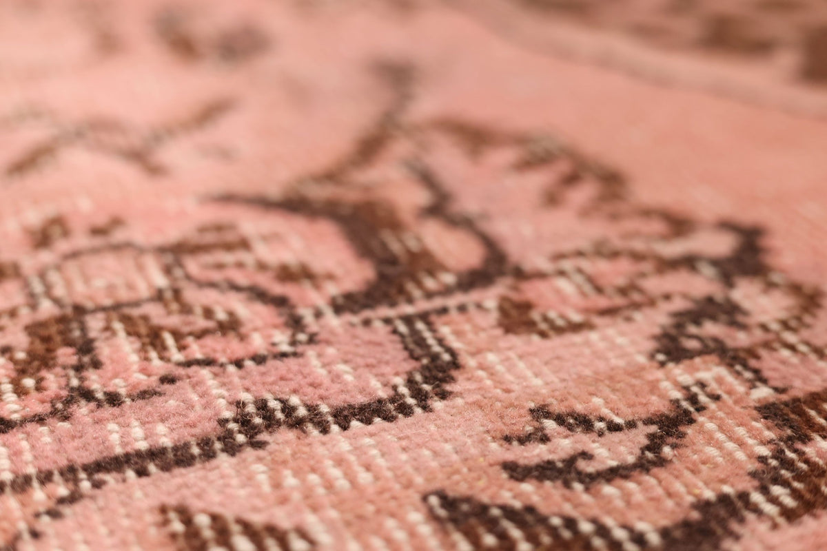 Vintage Isparta Turkish Area Rug 6x10 ft — Pink & Brown Floral