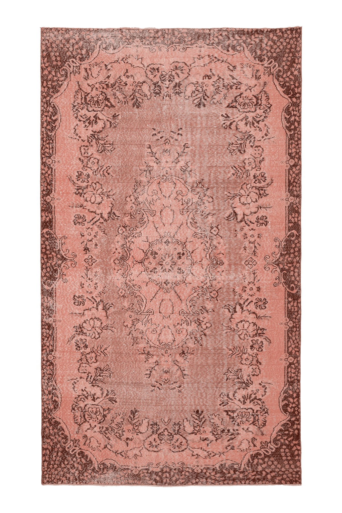 Vintage Isparta Turkish Area Rug 6x10 ft — Pink & Brown Floral