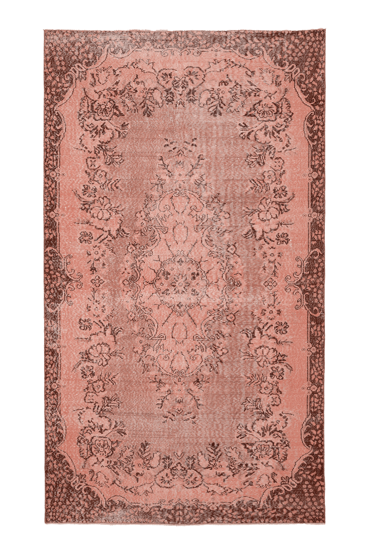 Vintage Isparta Turkish Area Rug 6x10 ft — Pink & Brown Floral