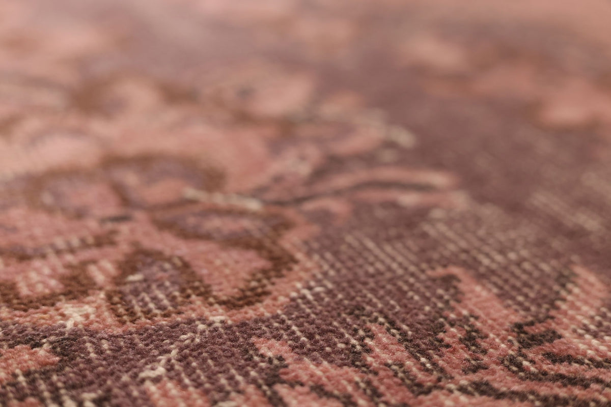 Vintage Isparta Turkish Area Rug 5x8 ft — Pink & Brown Floral