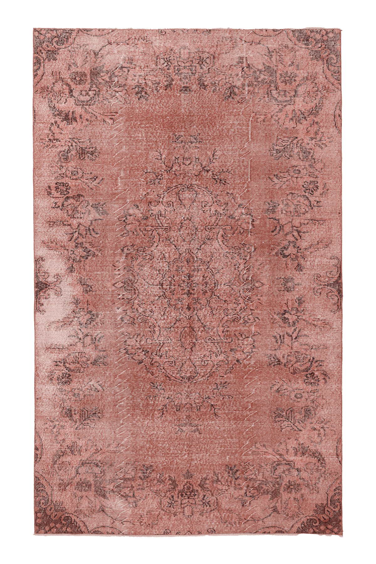 Vintage Isparta Turkish Area Rug 5x9 ft — Red & Pink Floral