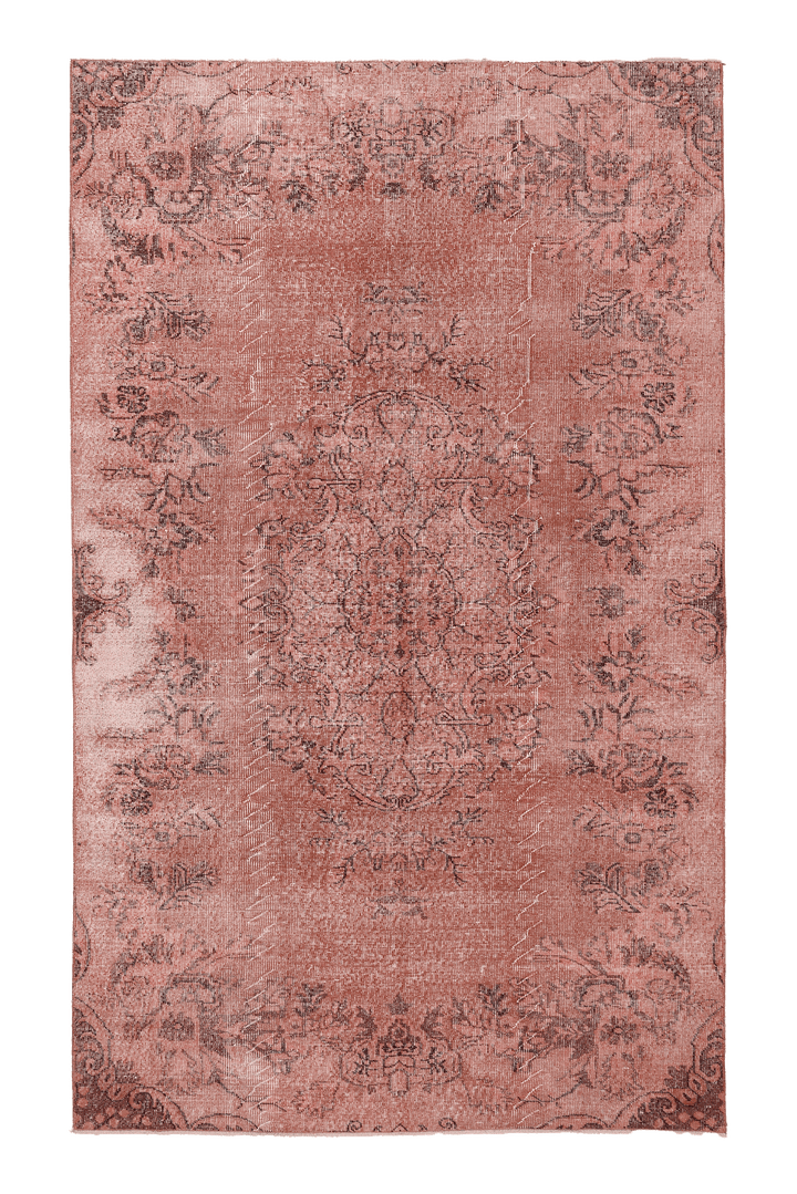 Vintage Isparta Turkish Area Rug 5x9 ft — Red & Pink Floral