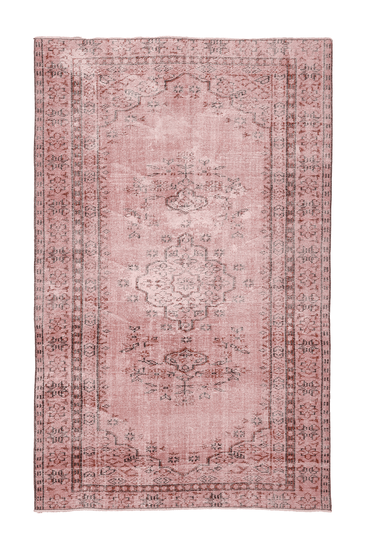 Vintage Manisa Turkish Area Rug 5x8 ft — Pink Floral