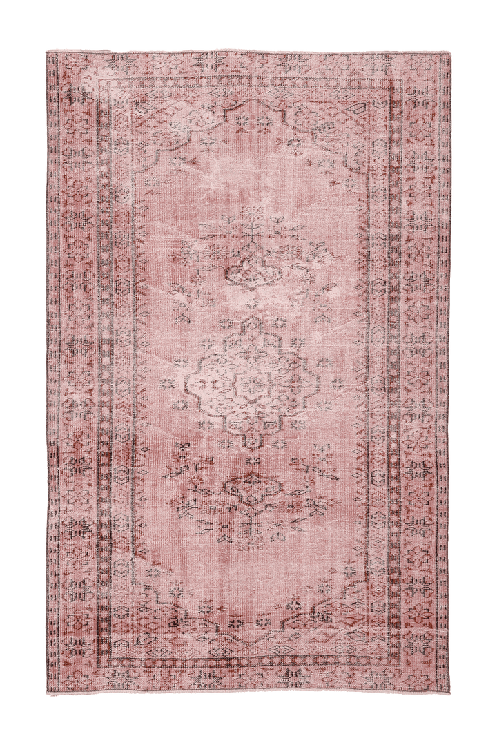 Vintage Manisa Turkish Area Rug 5x8 ft — Pink Floral
