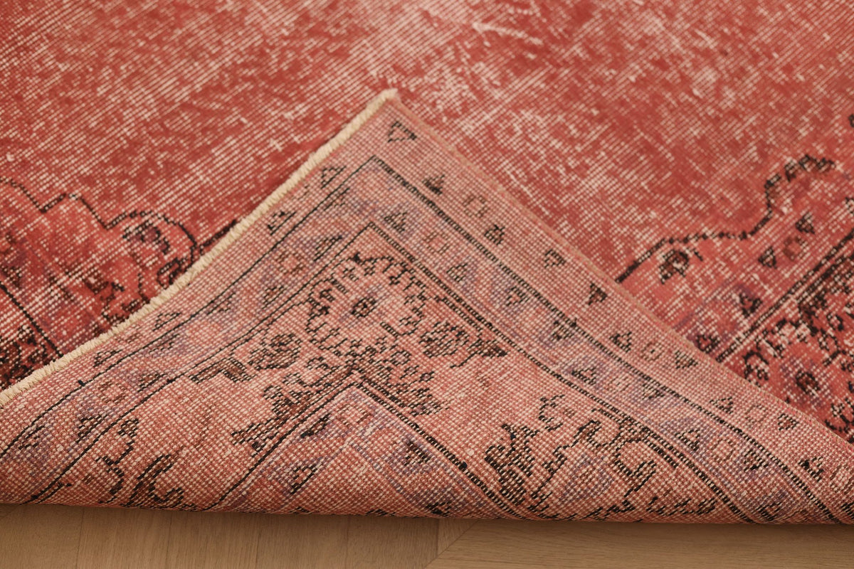 Vintage Isparta Turkish Area Rug 6x8 ft — Red Overdyed