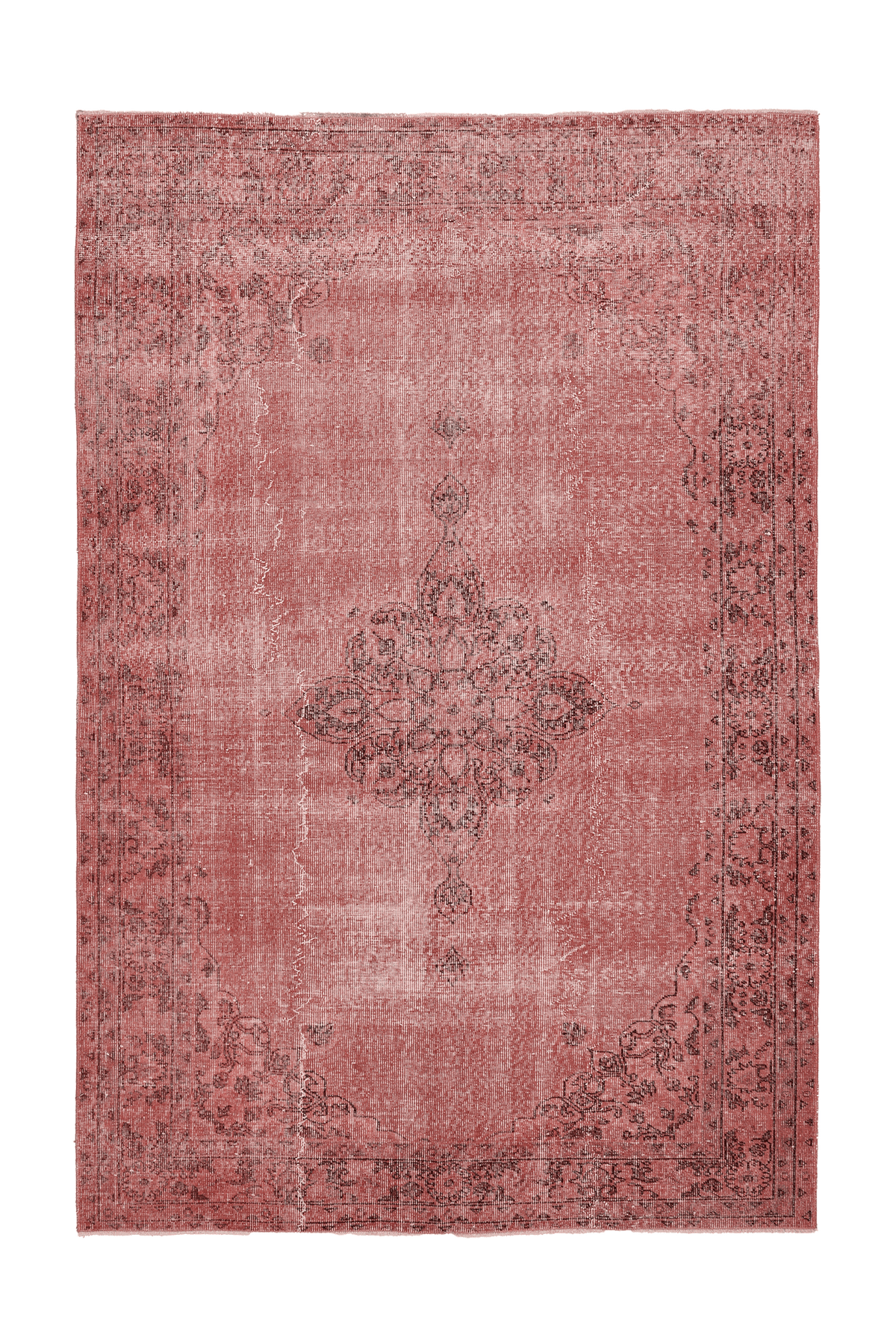 Vintage Isparta Turkish Area Rug 6x8 ft — Red Overdyed