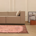Vintage Isparta Turkish Area Rug 5x9 ft — Pink & Brown Floral (No. 53136)