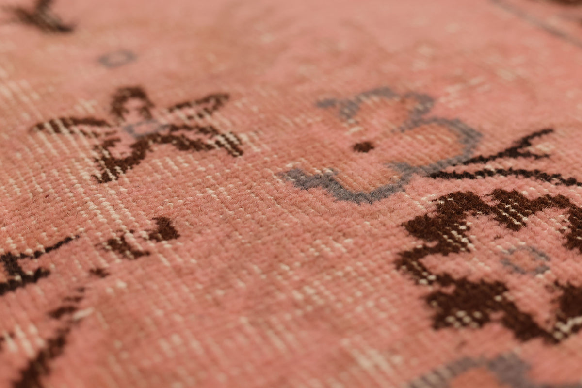 Vintage Isparta Turkish Area Rug 5x9 ft — Pink & Brown Floral (No. 53136)