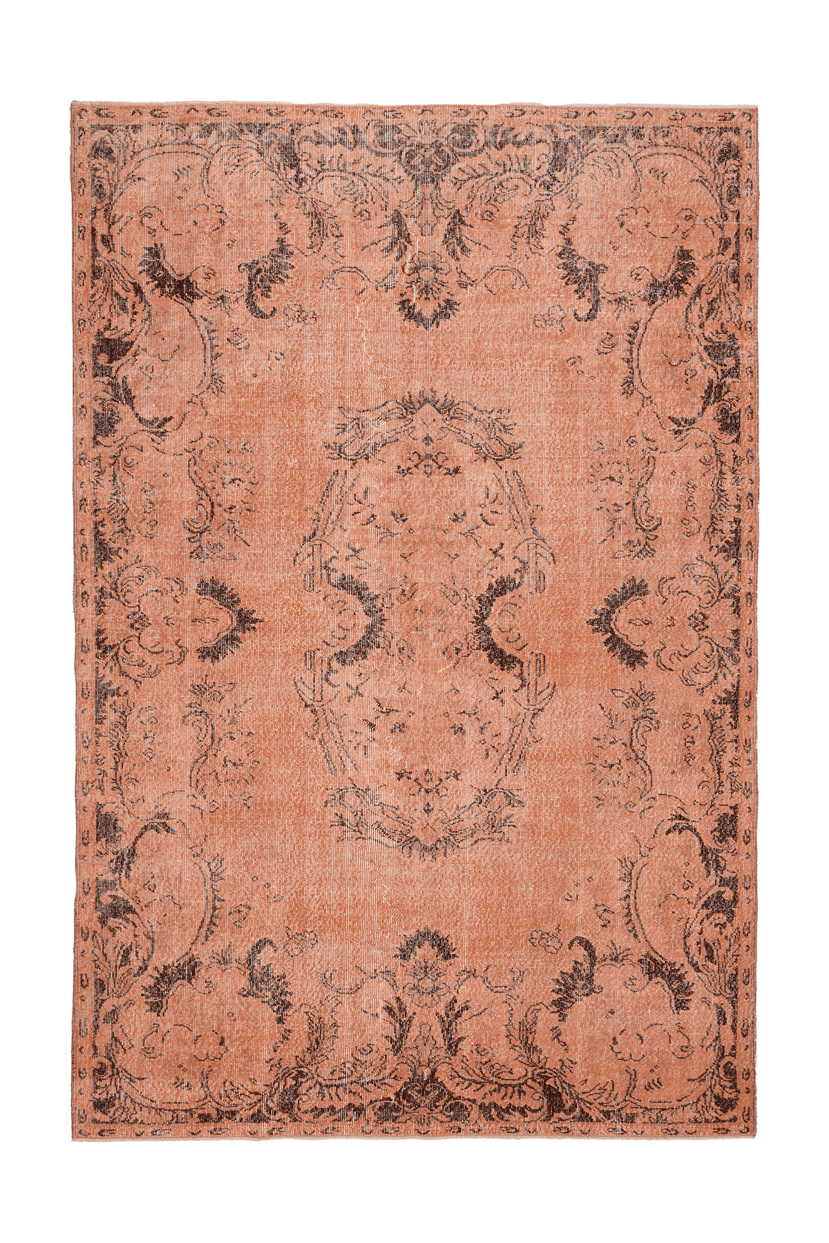 Vintage Isparta Turkish Area Rug 6x10 ft — Orange & Brown Floral