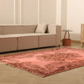 Vintage Isparta Turkish Area Rug 6x9 ft — Pink & Brown Floral