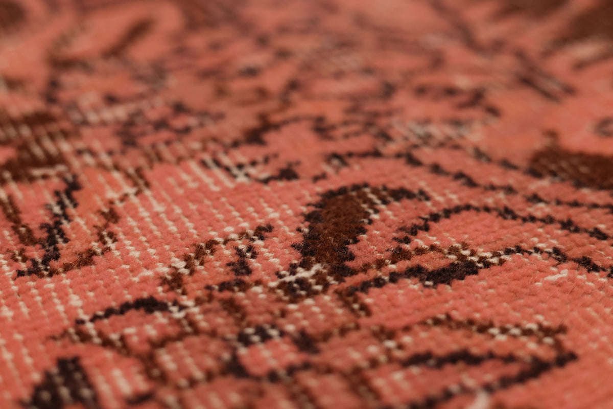 Vintage Isparta Turkish Area Rug 6x9 ft — Pink & Brown Floral