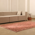 Vintage Isparta Turkish Area Rug 5x8 ft — Pink & Brown Distressed