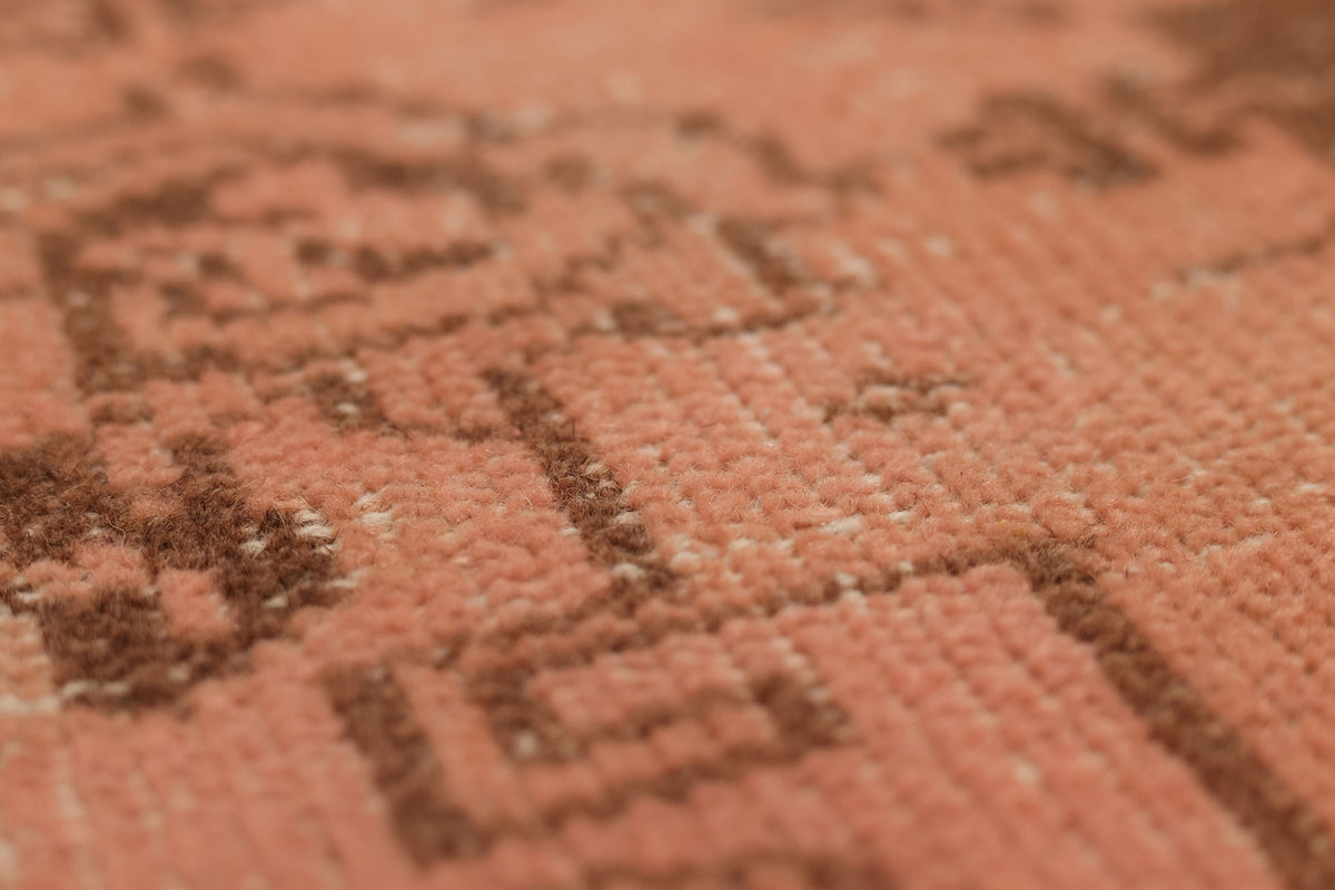 Vintage Isparta Turkish Area Rug 5x9 ft — Pink & Brown Floral