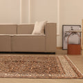 Vintage Isparta Turkish Area Rug 7x10 ft — Brown & Beige Floral
