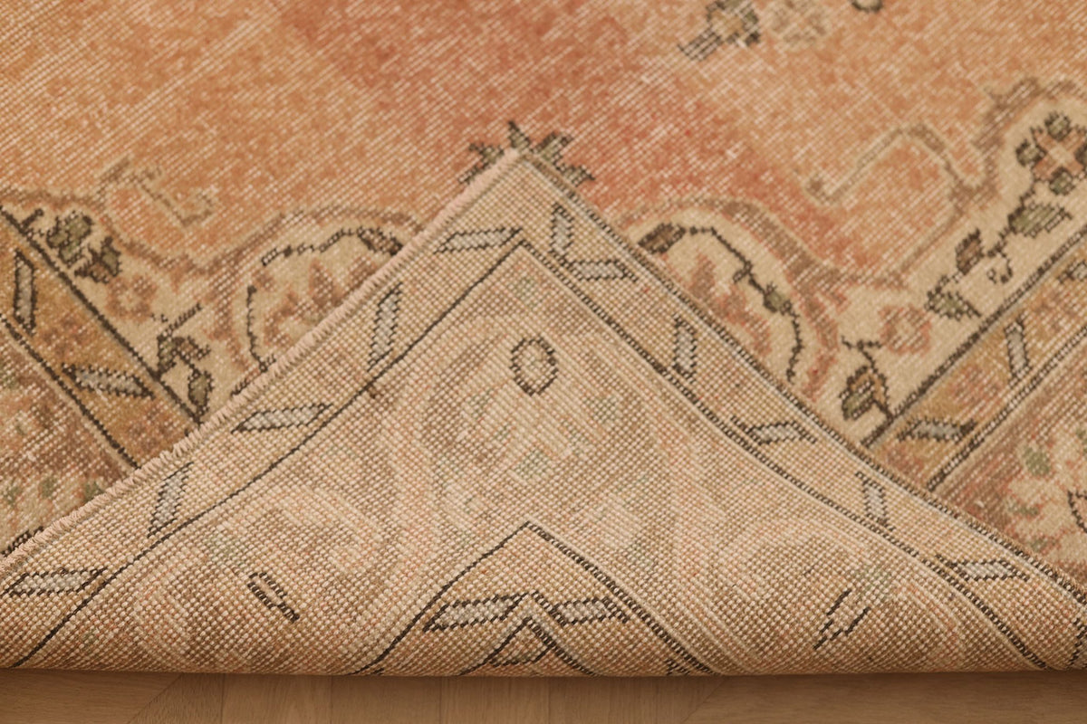 Vintage Isparta Turkish Area Rug 6x10 ft — Orange & Beige Floral
