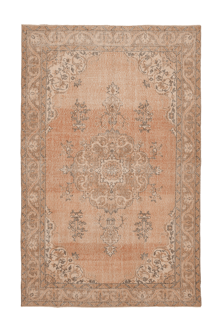 Vintage Isparta Turkish Area Rug 6x10 ft — Orange & Beige Floral