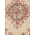 Vintage Isparta Turkish Runner Rug 2x4 ft — Beige & Red Floral