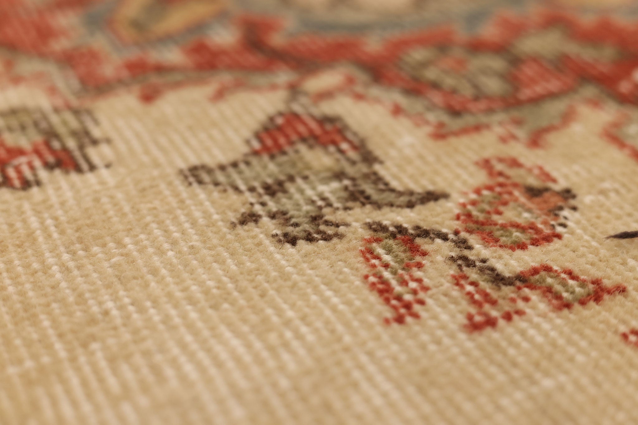 Vintage Isparta Turkish Runner Rug 2x4 ft — Beige & Red Floral