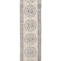 Vintage Manisa Turkish Runner Rug 2x11 ft — Beige & Blue Geometric