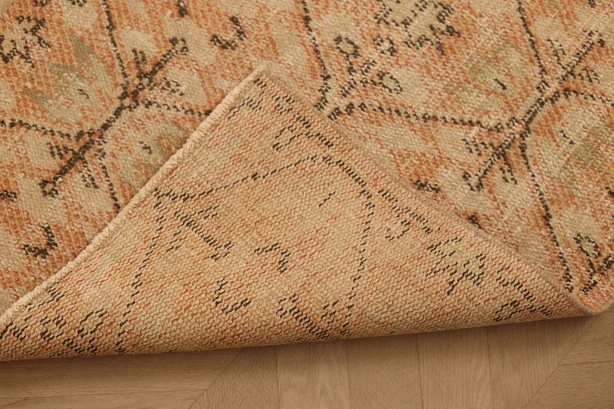 Vintage Manisa Turkish Runner Rug 2x10 ft — Beige & Brown Geometric