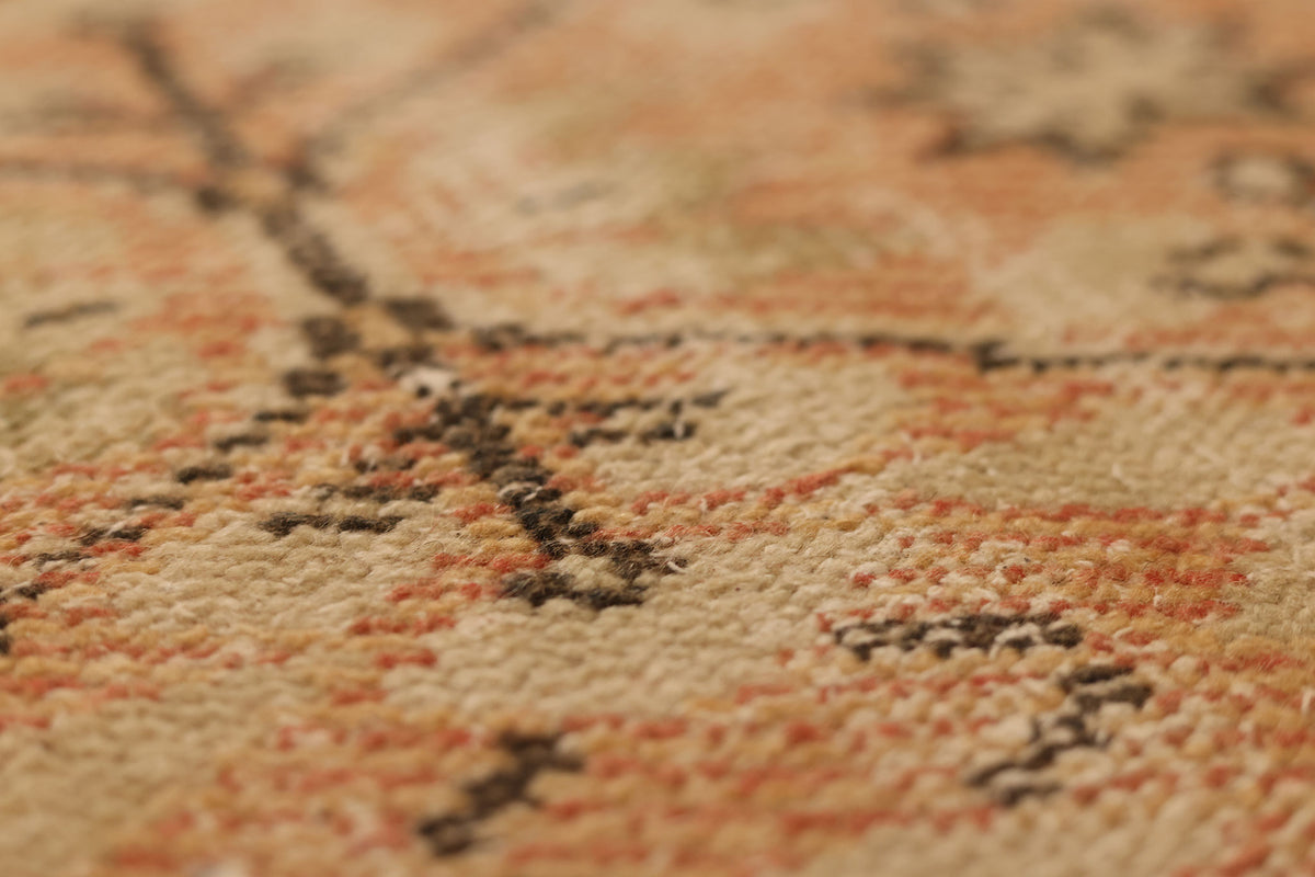 Vintage Manisa Turkish Runner Rug 2x10 ft — Beige & Brown Geometric