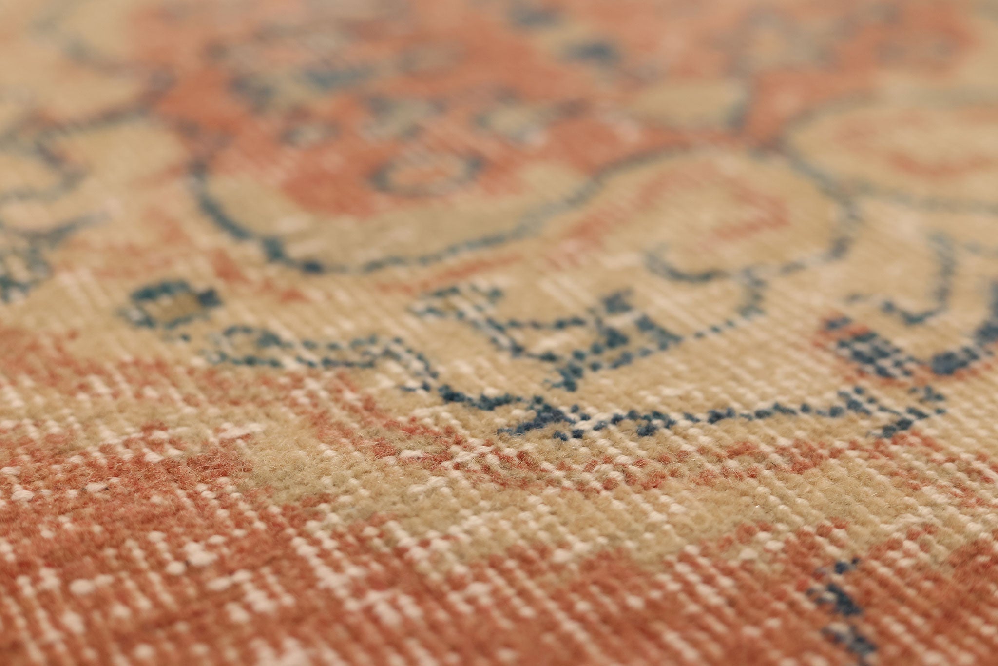 Vintage Isparta Turkish Runner Rug 2x6 ft — Orange & Beige Floral